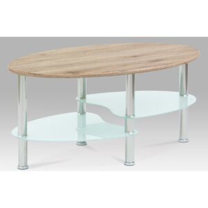 Konferenční stolek 90x55x42 cm, san remo / bílé sklo / leštěný nerez CT-1180 SRE Autronic