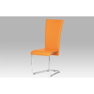 Jídelní židle chrom / oranžová koženka DCL-173 ORA Autronic