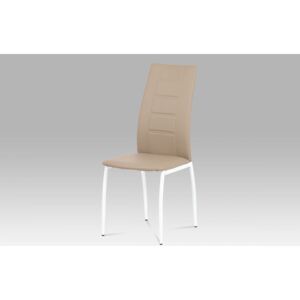 Jedálenská stolička AC-1196 CAP koženka cappuccino / biely lak Autronic