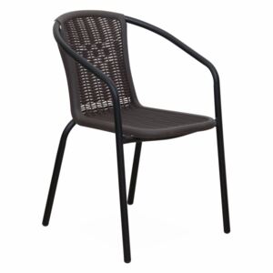 Židle, stohovatelná, tmavě hněda / nohy černý kov, VARDA 0000194797 Tempo Kondela