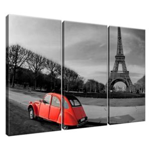 Obraz na plátne Červené auto pri Eiffelovej veži 90x60cm 1117A_3J