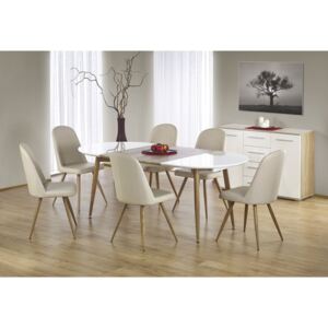 Jedálenský stôl rozkladací EDWARD biely / dub medový