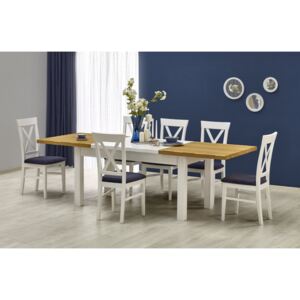 Jedálenský stôl rozkladací LEONARDO biely / medový dub Halmar