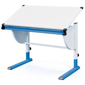 Polohovateľný písací stôl Cetrix, modrý/biely
