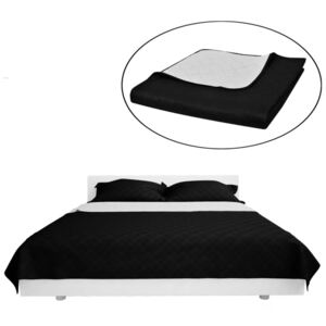 Obojstranná posteľná prikrývka, čierna/biela, 230 x 260 cm