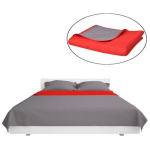 Obojstranná posteľná prikrývka, červená a sivá, 230x260 cm