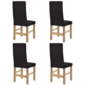 Naťahovací návlek na stoličku, 4 ks, hnedý, polyesterový rebrový úplet