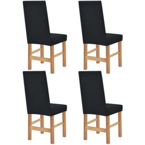 Naťahovací návlek na stoličku, 4 ks, piketový, čierny