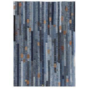 Koberec z rifľoviny v štýle patchwork 80x150 cm, denim, modrý