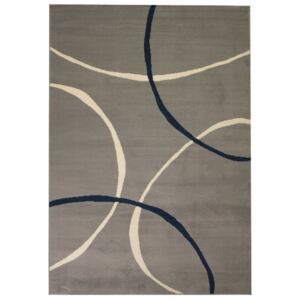 Moderný koberec, kruhový dizajn, 160x230 cm, sivý