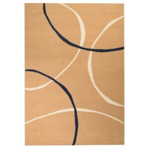 Moderný koberec, kruhový dizajn, 80x150 cm, hnedý