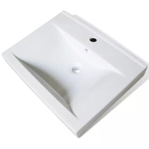 Luxusné obdĺžnikové keramické umývadlo, biele s otvorom na batériu 60 x 46 cm
