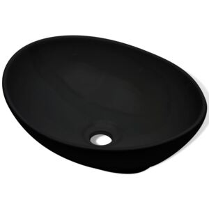 Luxusné keramické umývadlo, oválny tvar, čierne, 40 x 33 cm