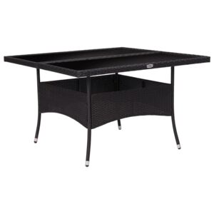 Vonkajší jedálenský stôl čierny polyratan a sklo