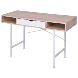 Stôl s jednou zásuvkou, dubovo-biely