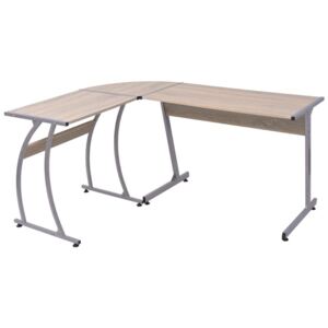 Rohový písací stôl v tvare L, dubový