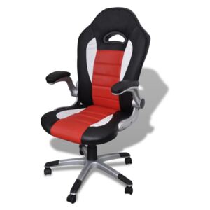 Červená kancelárska stolička z umelej kože s moderným dizajnom