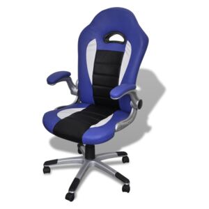 Modrá moderná kancelárska stolička z umelej kože