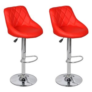 Barové stoličky 2 ks, červené, umelá koža