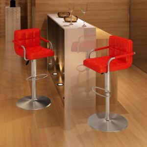 Barové stoličky s opierkami, 2 ks, červené