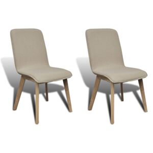 Jedálenské stoličky s dubovým rámom, 2 ks, látkové, béžové