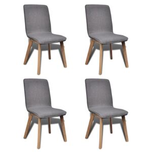 Jedálenské stoličky s dubovým rámom, 4 ks, látkové, tmavošedé