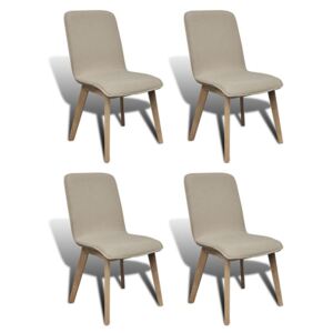 Jedálenské stoličky s dubovým rámom, 4 ks, látkové, béžové