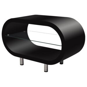 Konferenčný stolík so sklenenou policou, vysoký lesk, čierny