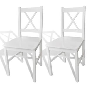 Drevené jedálenské stoličky, 2 ks, biele