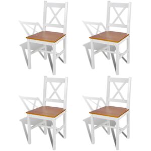 Jedálenské stoličky 4 ks, biele, borovicové drevo