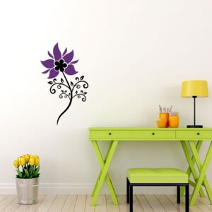 GLIX Květinová dekorace - samolepka na zeď Čierná a fialová 20 x 40 cm