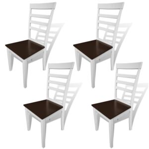 Hnedo-biele jedálenské stoličky, masívne drevo, 4 ks