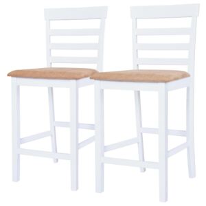 Bielo béžové drevené barové stoličky, 2 ks