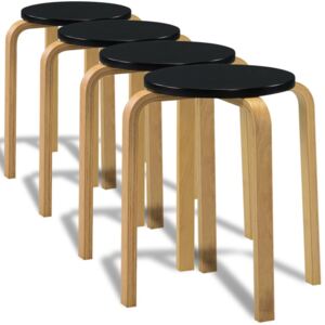 Barové stoličky 4 ks, čierne, ohýbané drevo