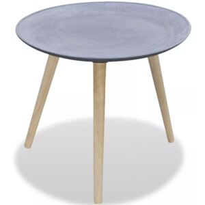 Príručný stolík, okrúhly, sivý, dekor betón