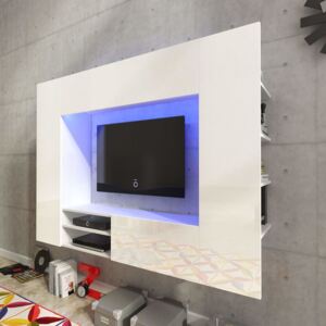Biele zábavné centrum/TV stena s vysokým leskom, LED, 169,2 cm