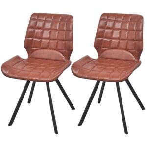 Jedálenská stolička, umelá koža, 2 ks, hnedá