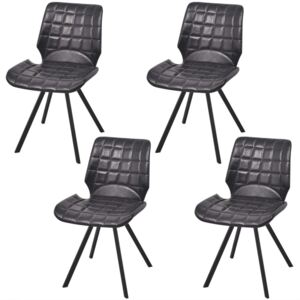 Jedálenská stolička, umelá koža, 4 ks, čierna