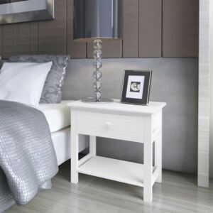 Nočný stolík, drevený, biely