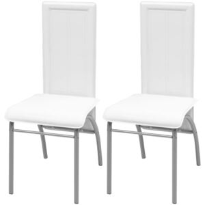 Jedálenské stoličky 2 ks, biele, umelá koža