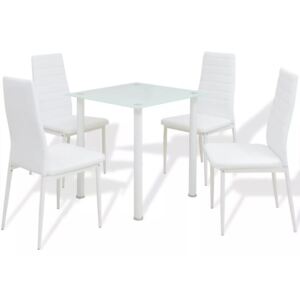 5-dielna jedálenská súprava, stôl a stoličky, biela