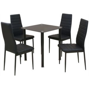 5-dielny set jedálenského stola a stoličiek, čierny