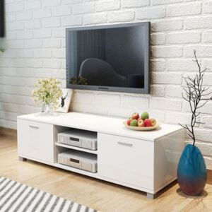 Lesklý TV stolík, biely, 140x40.3x34.7 cm