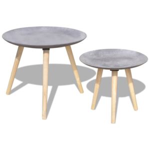 Príručný/konferenčný stolík, dvojdielna súprava, 55 cm a 44 cm, šedá, betónový vzhľad