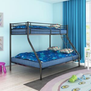Detská poschodová posteľ, 200x140/200x90 cm, kovová, čierna