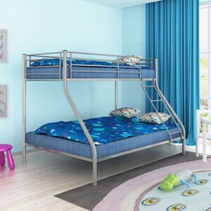 Detská poschodová posteľ, 200x140/200x90 cm, kovová, sivá
