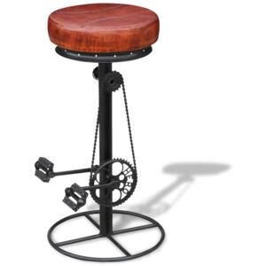Barová stolička, čierno hnedá, pravá koža