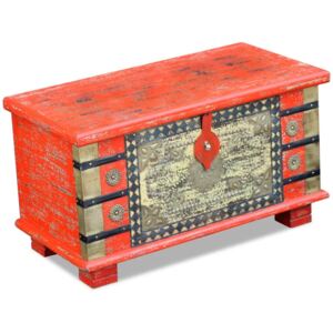 Úložná truhlica z mangového dreva, červená, 80x40x45 cm