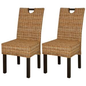 Jedálenské stoličky, 2 ks, ratan kubu a mangové drevo