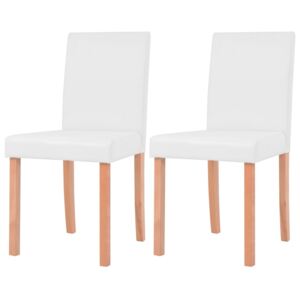 Jedálenské stoličky 2 ks, umelá koža, bukové drevo, krémové
